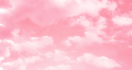 Pink sky with beautiful natural white clouds