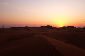 Fototapeta na wymiar Beautiful desert sunrise near Riyadh in Saudi Arabia. Travel and Tourism