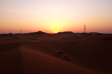Fototapeta na wymiar Beautiful desert sunrise near Riyadh in Saudi Arabia. New Day, New Beginnings