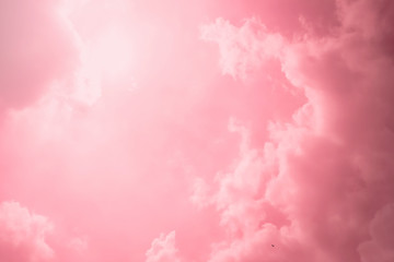Fototapeta premium Pink sky with beautiful natural white clouds