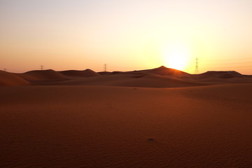 Fototapeta na wymiar Beautiful desert sunrise near Riyadh. Visit Saudi Arabia