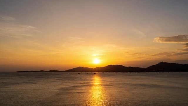 Time lapse video phuket view point amazing Scene of Colorful sunset with Moving clouds background in nature and travel concept.