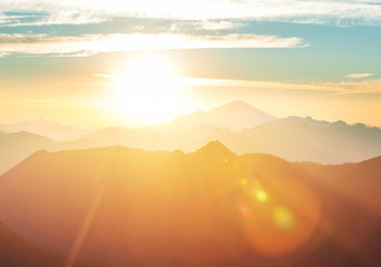 Mountains on sunset