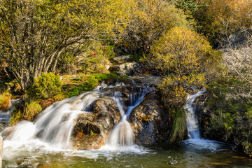 Fototapeta na wymiar River in La Pedriza, in the mountains of Madrid, area characterized by large granite rocks
