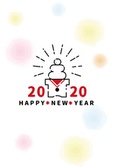 2020年　年賀状　鏡餅　テンプレート