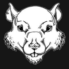 Wild rat vector portrait. Concept image of symbol chinese happy new year 2020. Lunar horoscope sign. Happy new year and mouse.