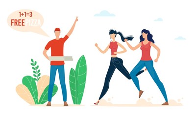 Free Pizza Promotion Offer Flat Vector Concept