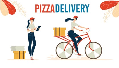 Pizza Delivery Online Service Flat Vector Banner