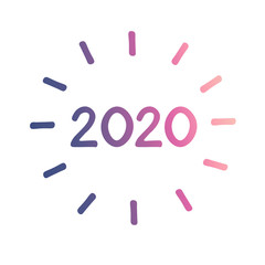 Clock face vector illustration with numbers 2020