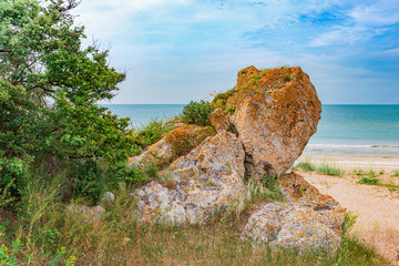 Crimea- natural landscape. Kerch- Azov sea. Scenery background- vacation destinations