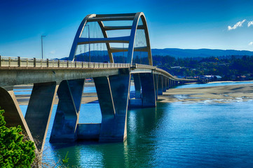 Bridge across Alsea River in  Waldport
