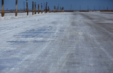 Salt lake Baskunchak, Astrakhan region. Wild nature of Russia.Panoramic view.