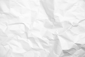 White crumpled paper texture background.