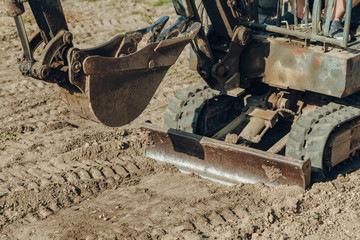 Excavator mechanical part for digging. Machines and mechanisms for construction.