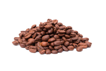 Coffee beans isolated on a white background area for copy space.