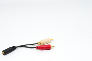 red and white rca cable and jack plug