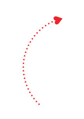 Obraz premium Red Arrow with heart icon isolated on white background. For Valentine's day, banners, posters and wallpaper. Arrow of heart for creative art. Hearts of love.