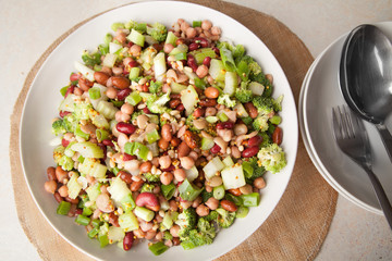 Vegan food :  salad with protein 