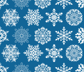 Seamless pattern of snowflakes on a background