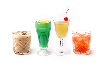 Set of classic cocktails isolated on white