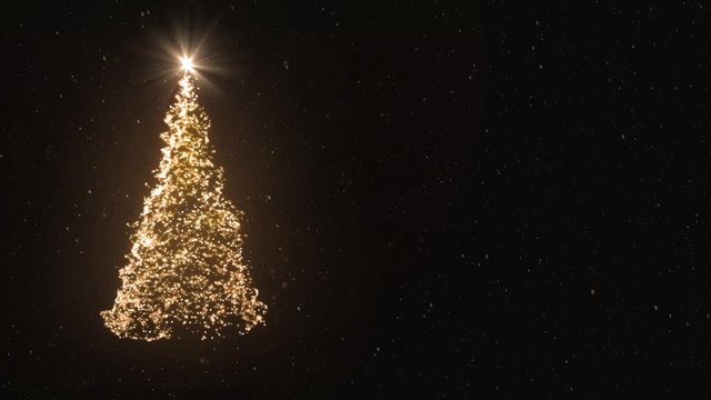 3D animation - Christmas tree of light particles on black background