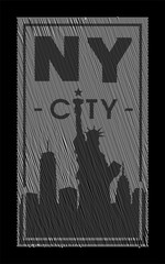 New york city, t-shirt graphics on a dark background. Vector illustration.