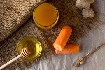 natural juice with carrots, ginger and honey