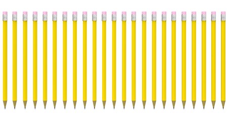 Yellow Pencil on White Background 3D Rendering