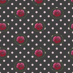 Fototapeten Colorful flower and dots seamless pattern print background design © Doeke