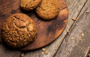 oat cookies on wooden background