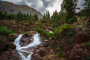 Red Rock Falls at Many Glacier, Glacier National Park