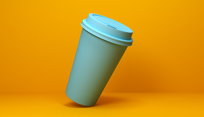 Coffee paper cup. Trendy fashion style. Minimal design art, 3D illustration. 