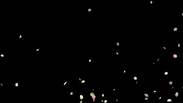 3D animation of a paper flower flow with alpha layer