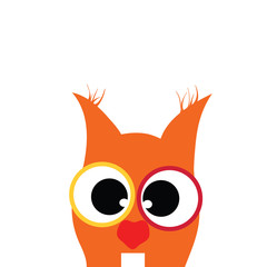 Vector illustration of squirrel on white background. Symbol of animal, pet, forest, ears, eyes, curious.