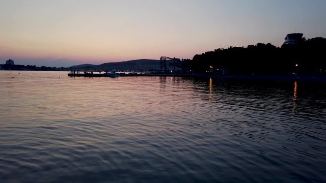 Areal of Vodice coast, late evening sunset