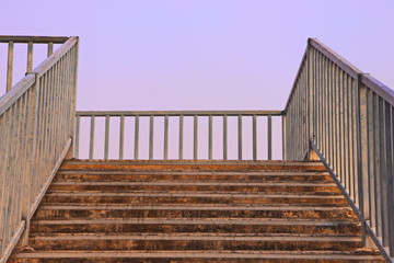 Stepped up the stairs