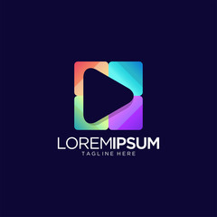 Colorful Play Button Logo Design Vector Template