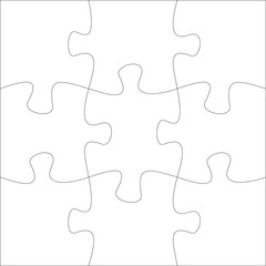 Jigsaw pieces template. Nine jigsaw puzzle parts