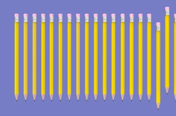 Yellow Pencil on Purple Background 3D Rendering
