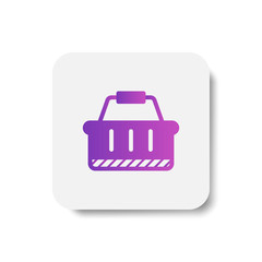 shopping bag icon in solid/glyph with stripes style in purple smooth gradient color