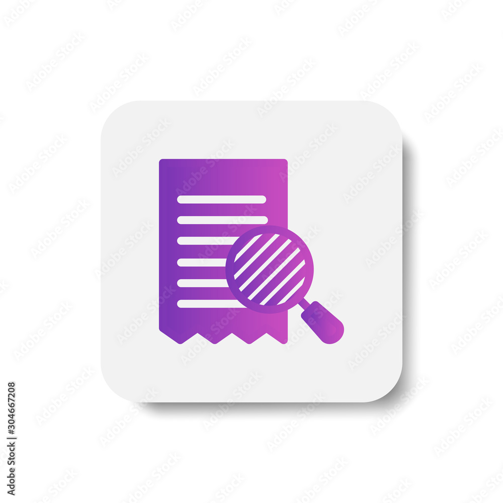 Poster file search round icon in solid/glyph with stripes style in purple smooth gradient background, suita