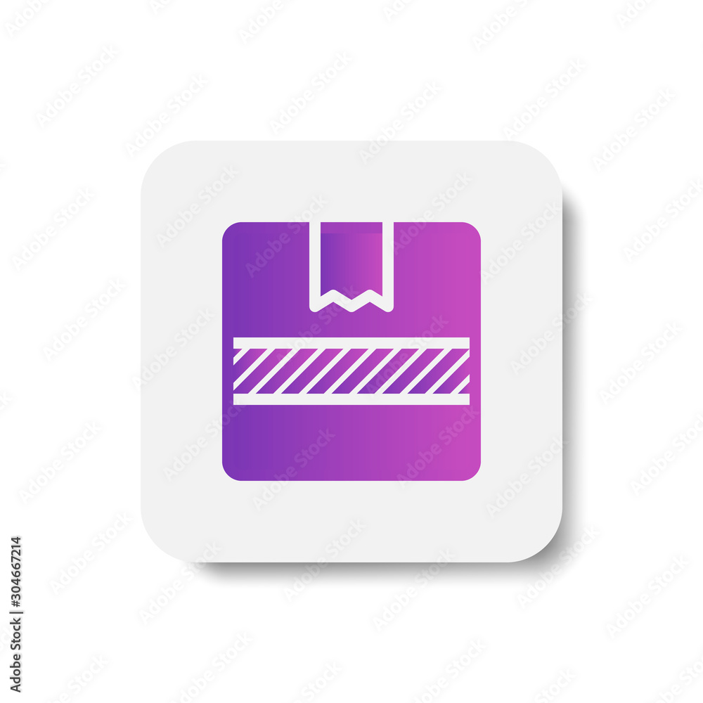 Poster box package icon in solid/glyph with stripes style in purple smooth gradient color