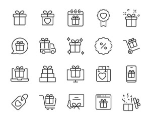 set of gift icons, gift box, birthday gift, surprise