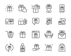 set of gift icons, gift box, birthday gift, surprise