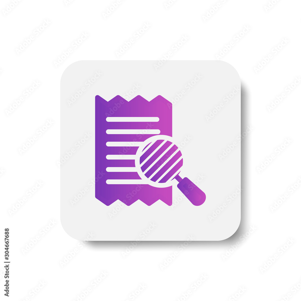 Poster file search round icon in solid/glyph with stripes style in purple smooth gradient background, suita