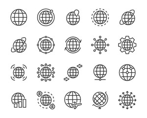 set of world icons, globe, global, connect