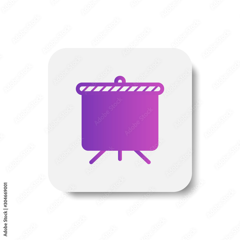 Poster presentation board icon in solid/glyph with stripes style in purple smooth gradient color