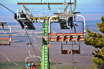 a sky lift in a ski resort