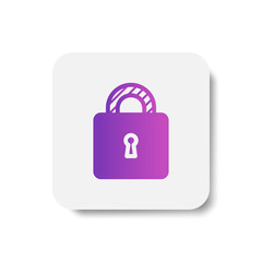 padlock with keyhole icon in solid/glyph with stripes style in purple smooth gradient color
