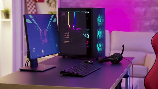 Powerful computer on a desk for online gaming